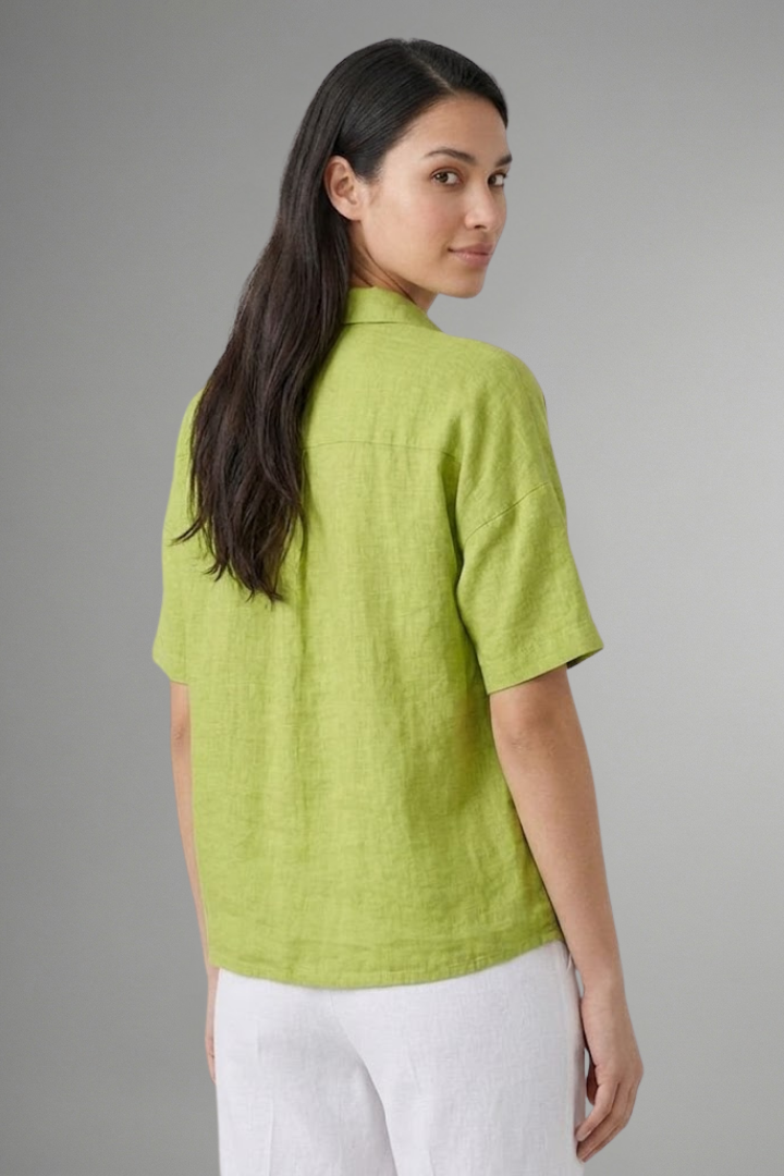 Dame Bluse med Krave og knap Placket