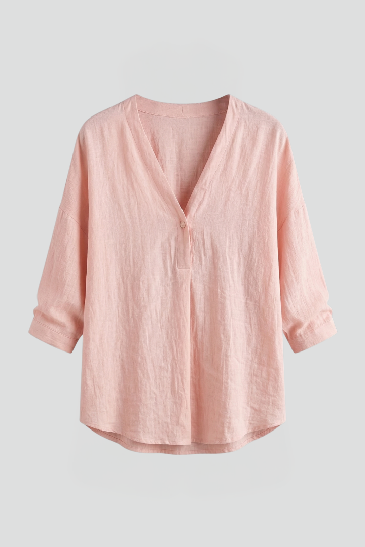 Dame Bluse med Rund hals og Knaplukning