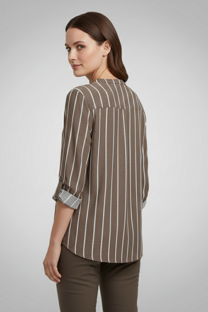 Dame Bluse med V-udskæring og Stripe Pattern