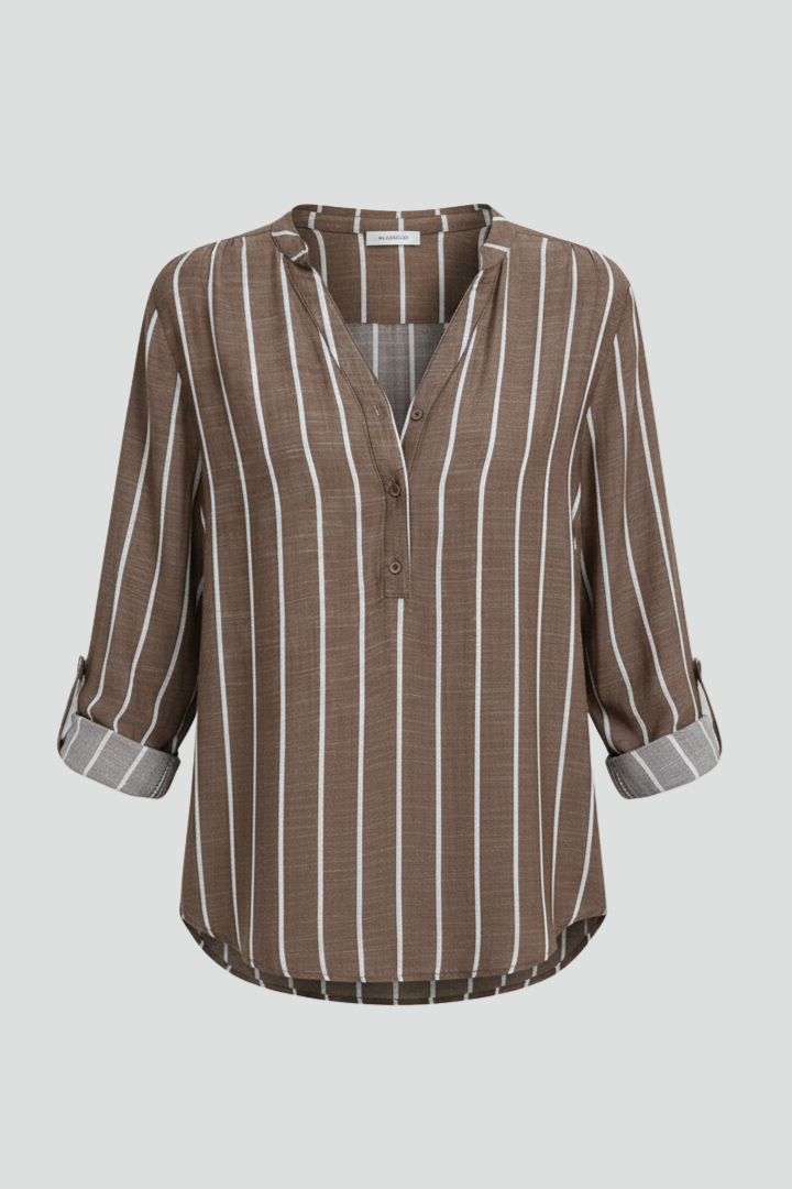 Dame Bluse med V-udskæring og Stripe Pattern