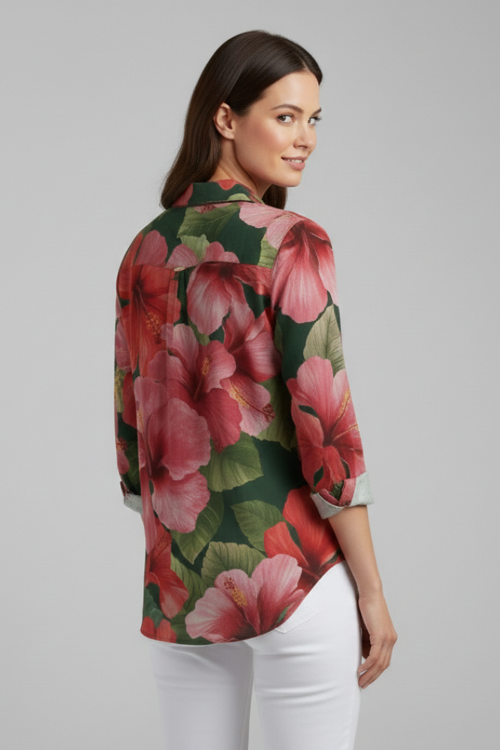 Dame Bluse med V-udskæring og Med print Overflade