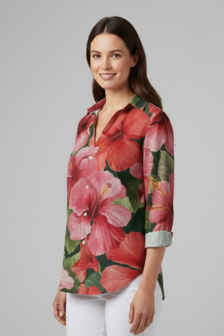 Dame Bluse med V-udskæring og Med print Overflade