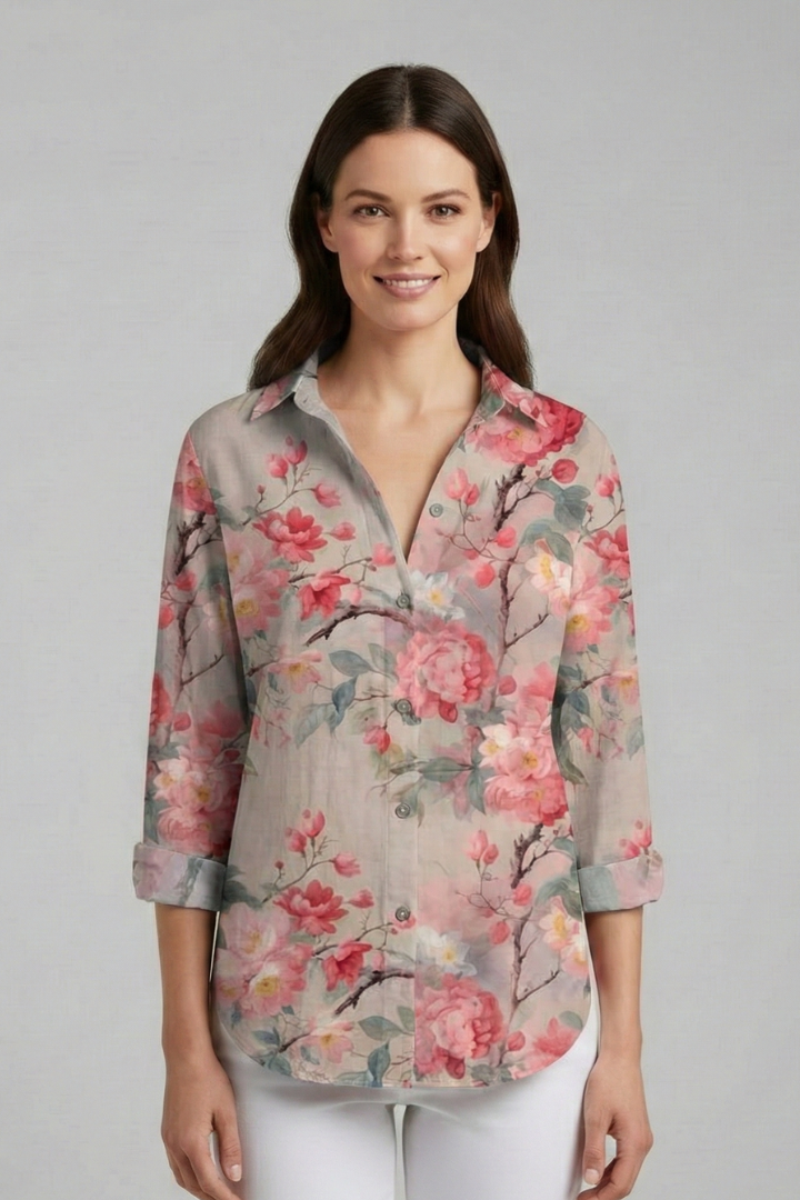 Dame Bluse med V-udskæring og Med print Overflade