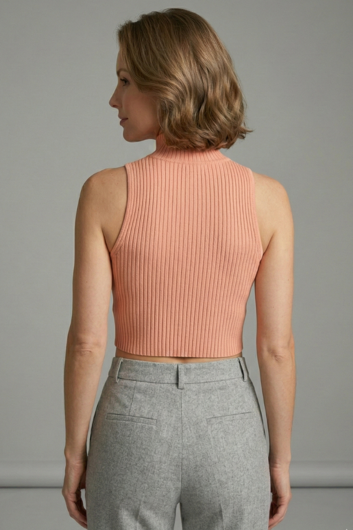 Dame CropTop med Høj hals og Front Udskæring