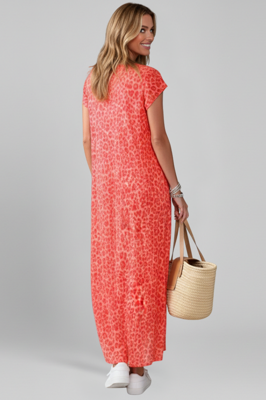 Damekjole med V Neck og Med print Overflade
