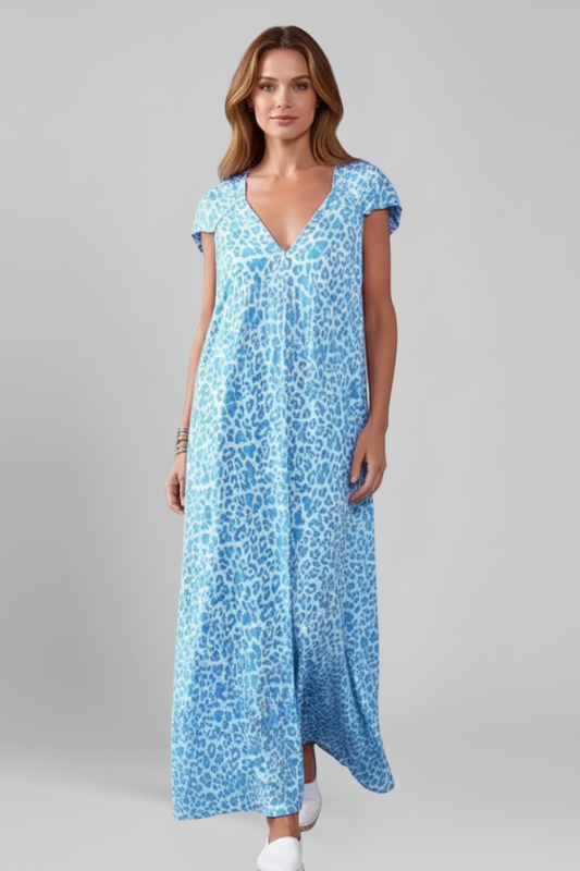 Damekjole med V Neck og Med print Overflade