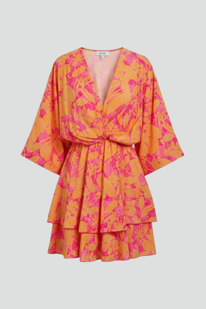 Damekjole med V Neck og Med flæser Søm