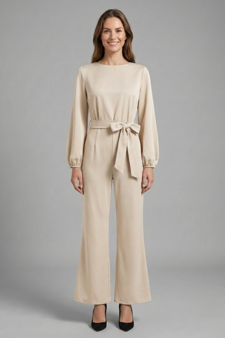 Damejumpsuit med Lange ærmer og Tie Talje
