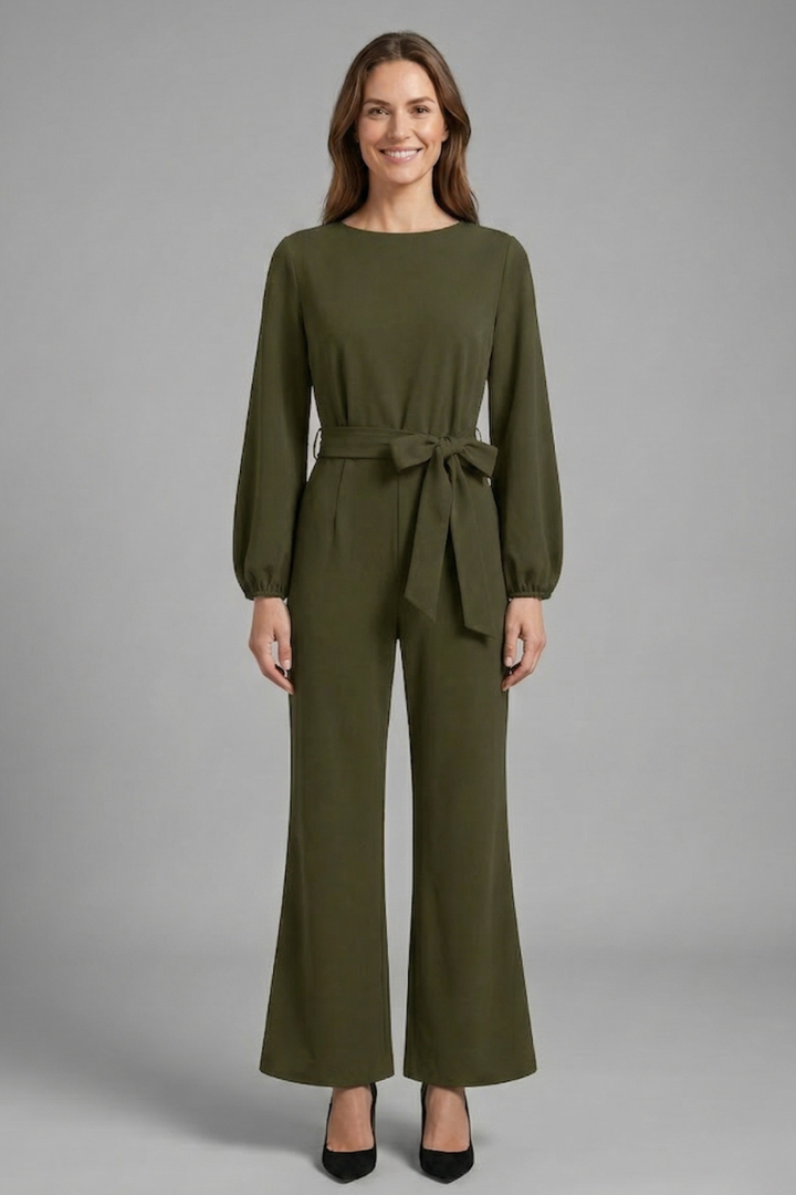 Damejumpsuit med Lange ærmer og Tie Talje