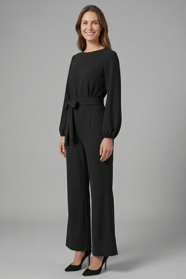 Damejumpsuit med Lange ærmer og Tie Talje