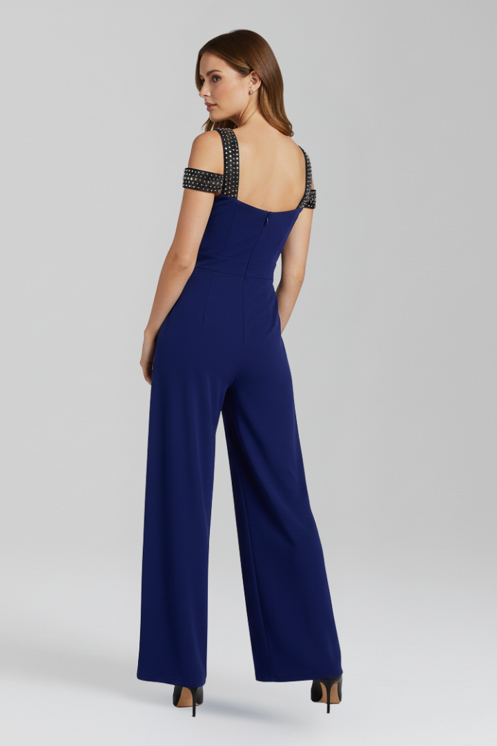 Damejumpsuit med Off-shoulder Udskæring og Bred Ben