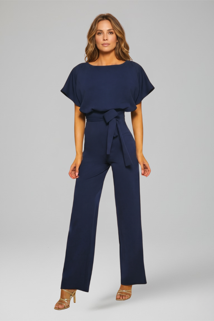 Damejumpsuit med Rund halsudskæring og Bred Ben