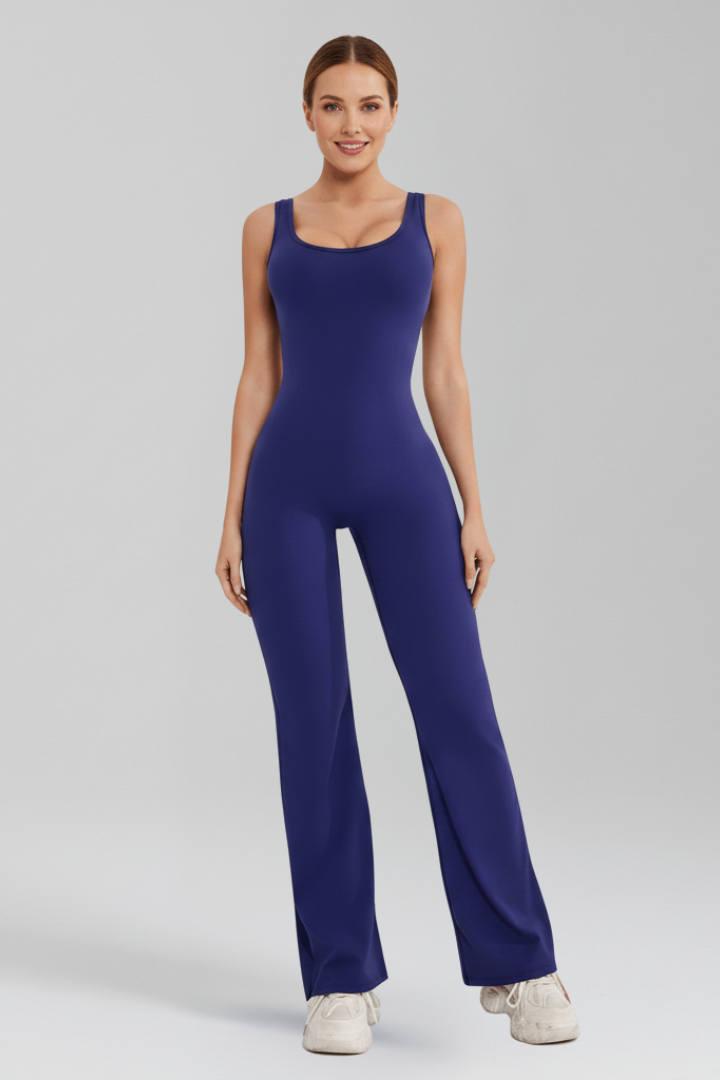 Damejumpsuit med Ærmeløs Remme og Bred Ben