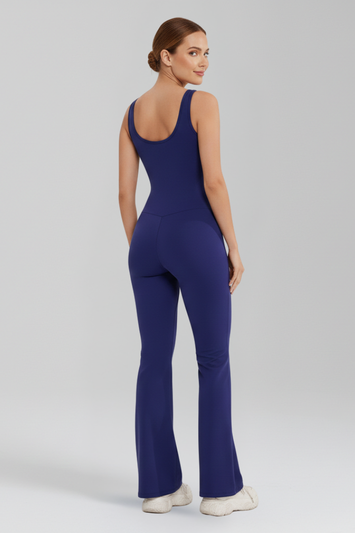 Damejumpsuit med Ærmeløs Remme og Bred Ben