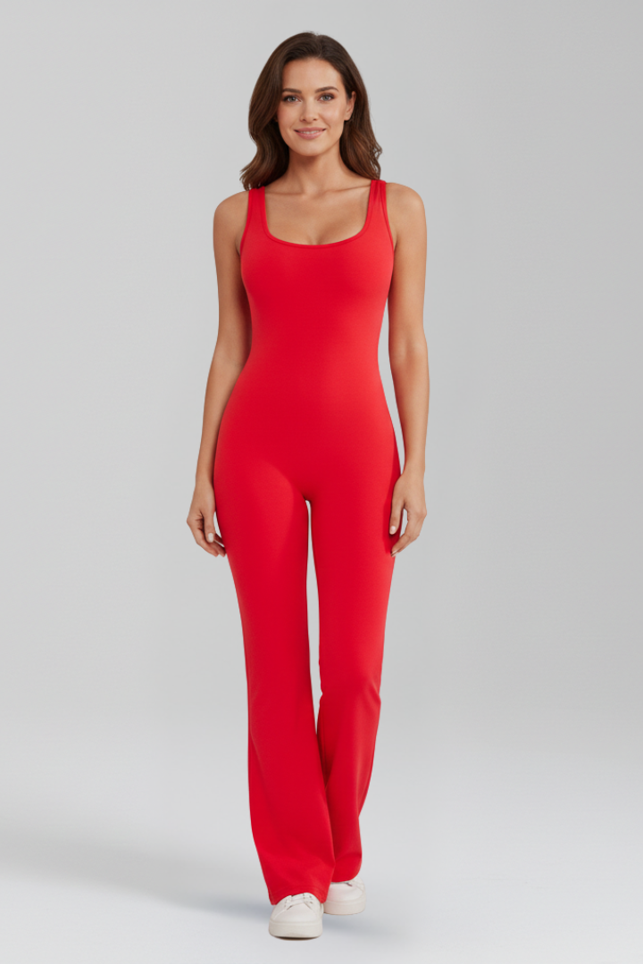 Damejumpsuit med Ærmeløs Remme og Bred Ben