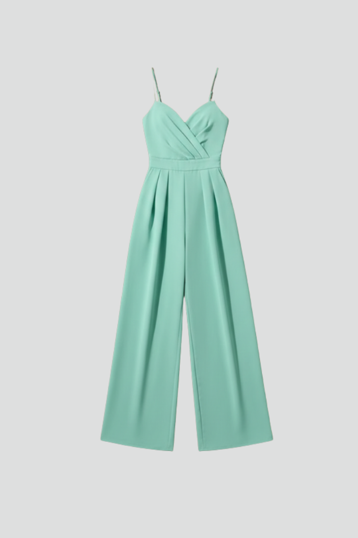 Dame jumpsuit med V-udskæring og vide ben