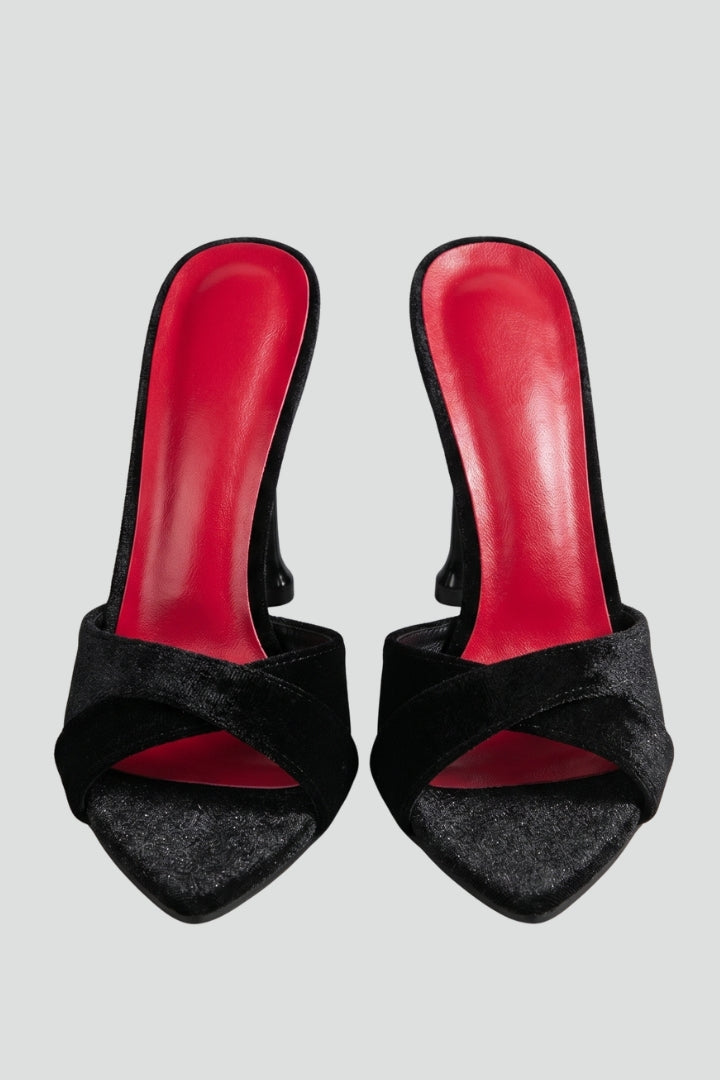 Dame Leather Hæle med Åben Toe og Stiletto Heel