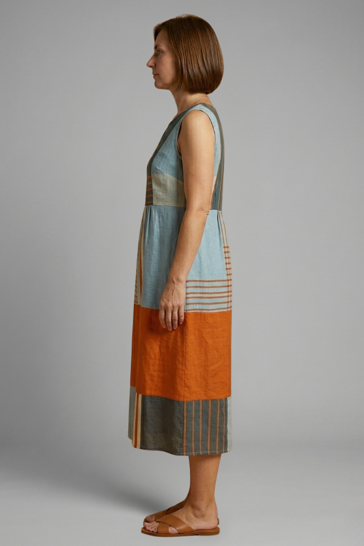 Dame Midikjole med Ærmeløs Design og Geometric Print