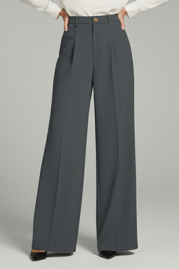 Dame Palazzo Bukser med Front Pleats og Baglommer