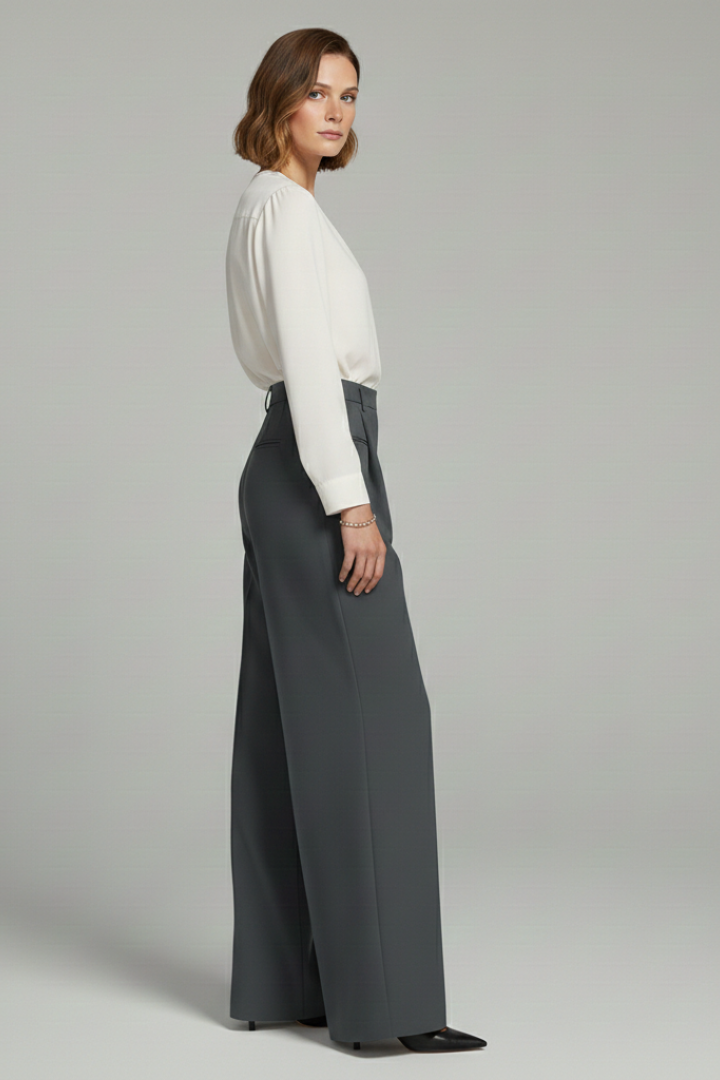 Dame Palazzo Bukser med Front Pleats og Baglommer