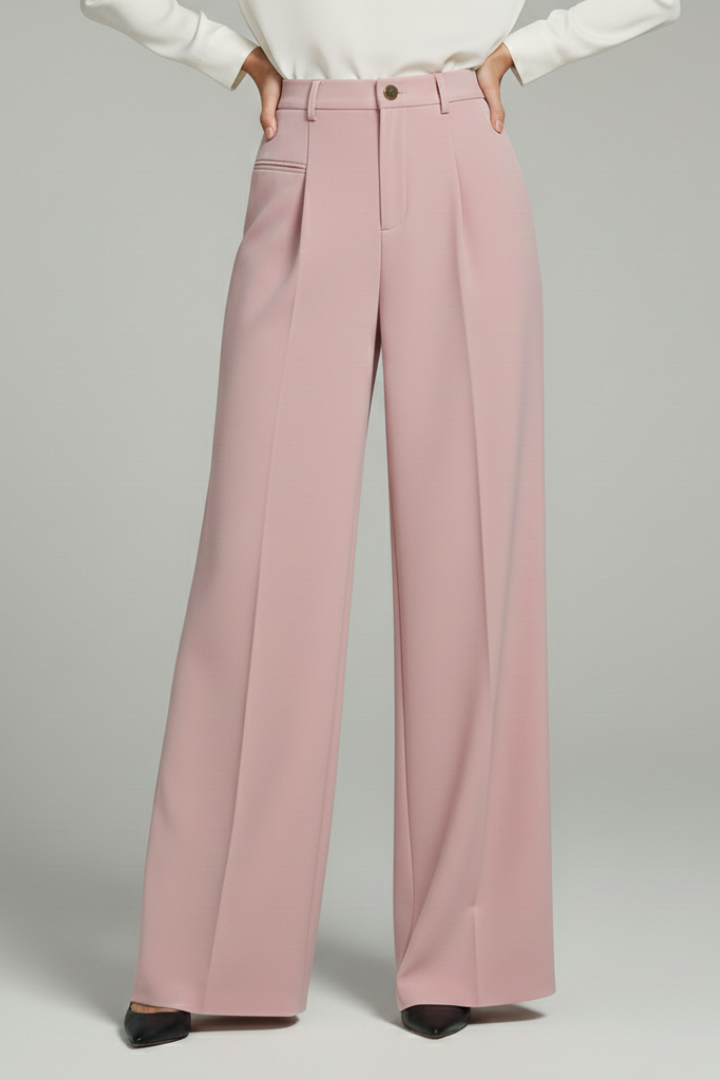 Dame Palazzo Bukser med Front Pleats og Baglommer