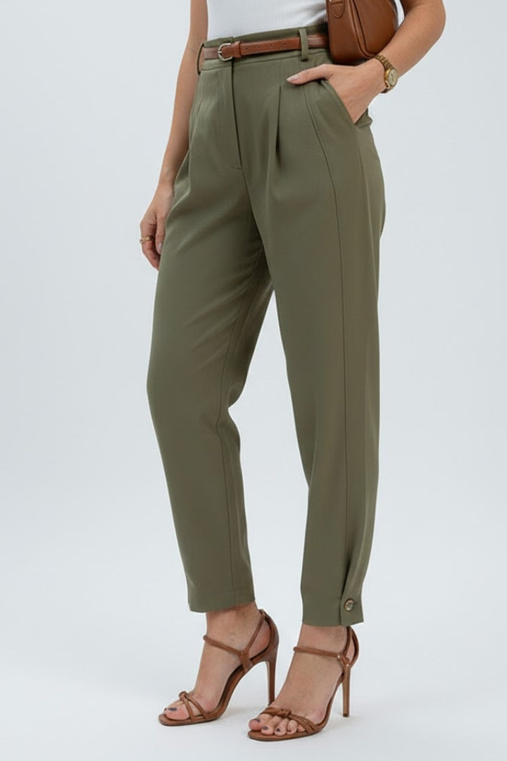Dame Bukser med Højtaljet og Tapered Leg