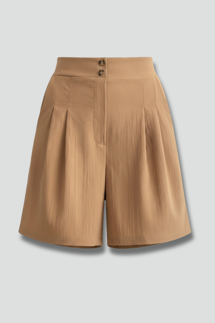 Dameshorts med Knap Talje og Bred Ben
