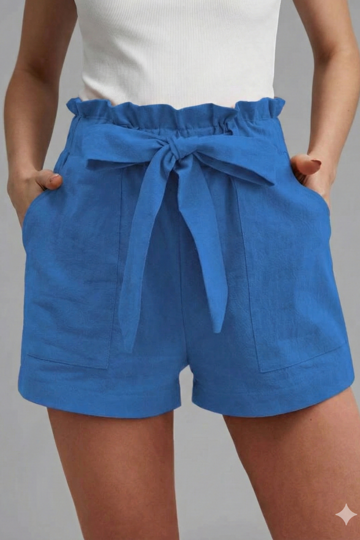Dameshorts med Tie Talje og Flæse Linning