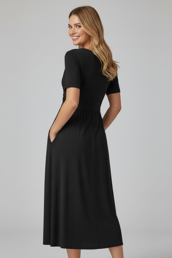 Women’s Summer Dress with V-neck and Short Sleeves