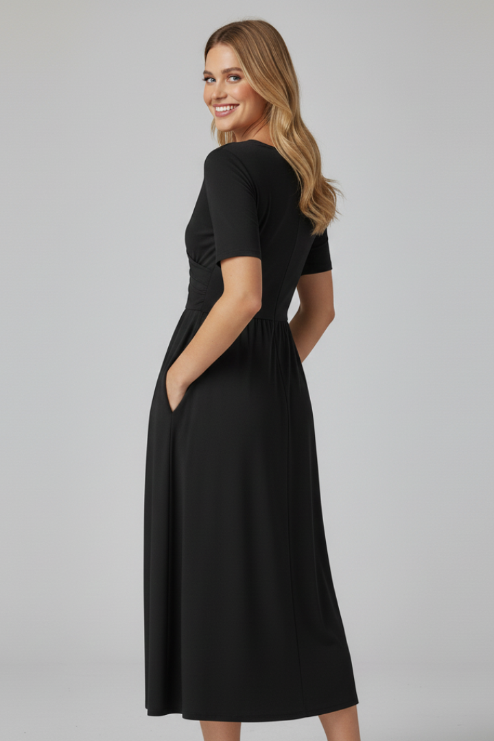 Women’s Summer Dress with V-neck and Short Sleeves