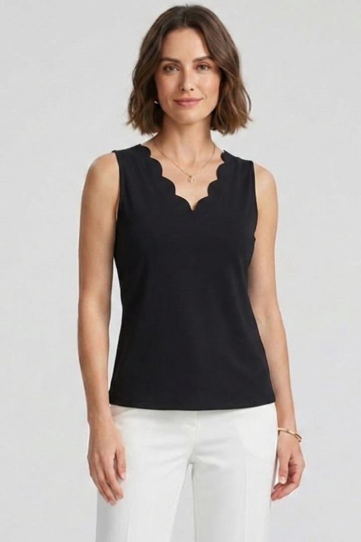 Women’s Tank Top with V-Neck and Scalloped Edge