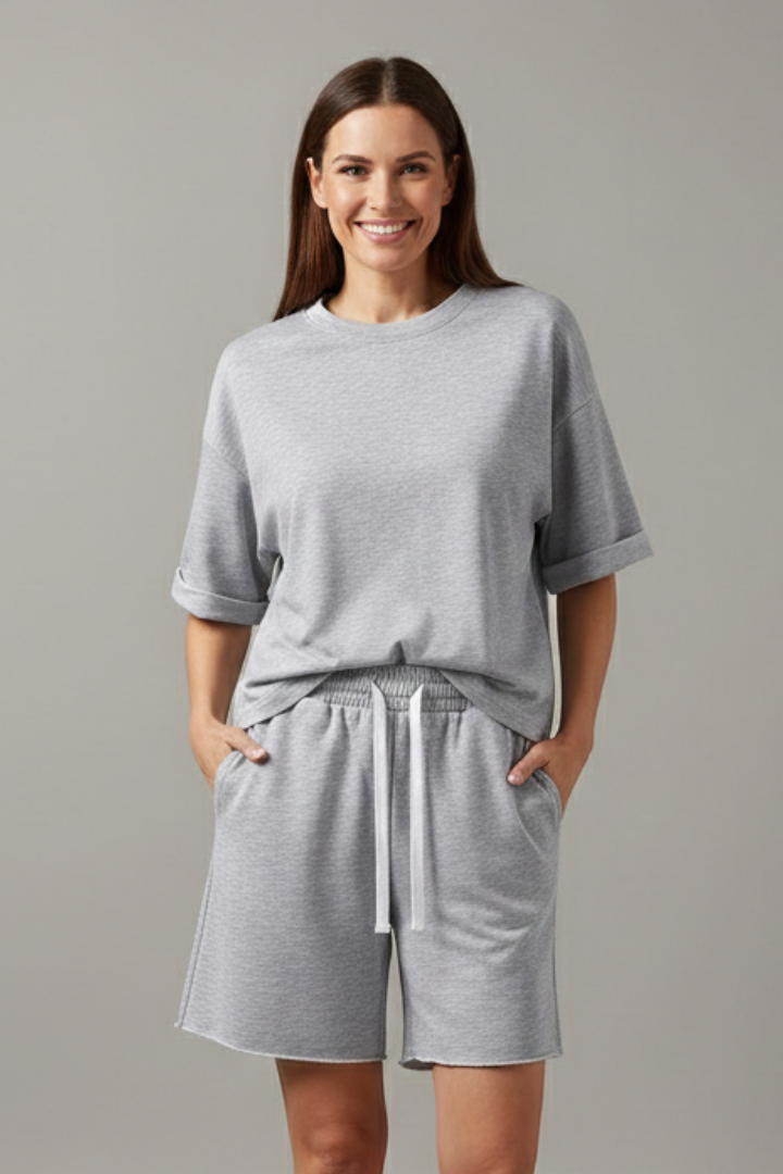 Dame Todelt sæt med Croptop og Snøre Shorts