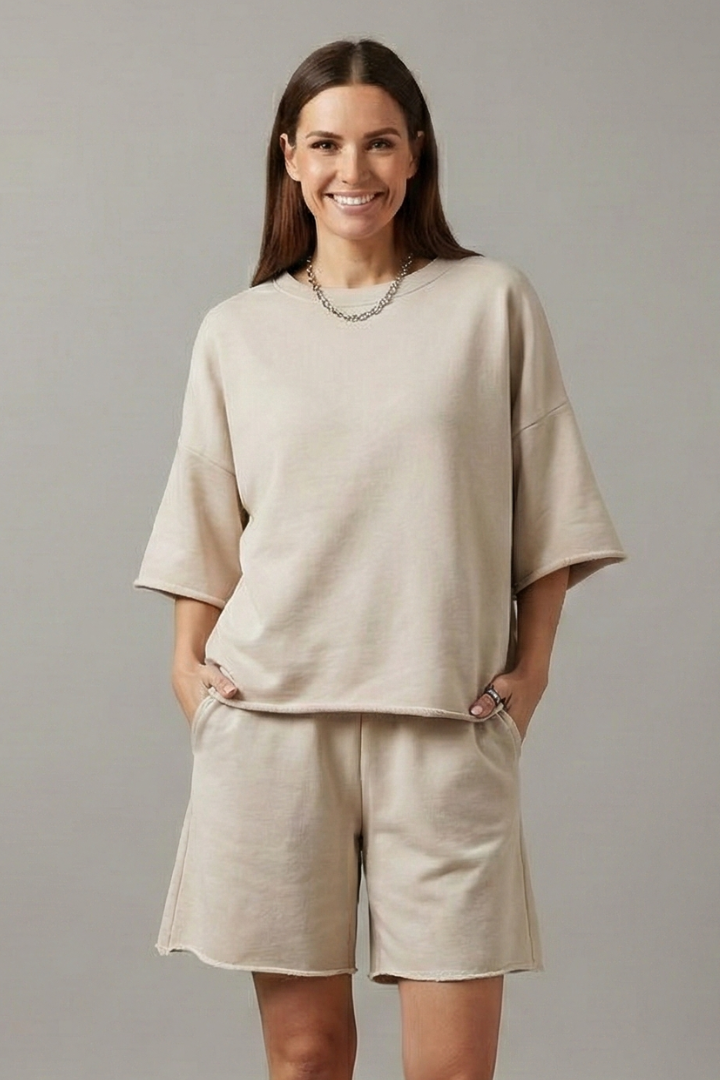 Dame Todelt sæt med Croptop og Snøre Shorts