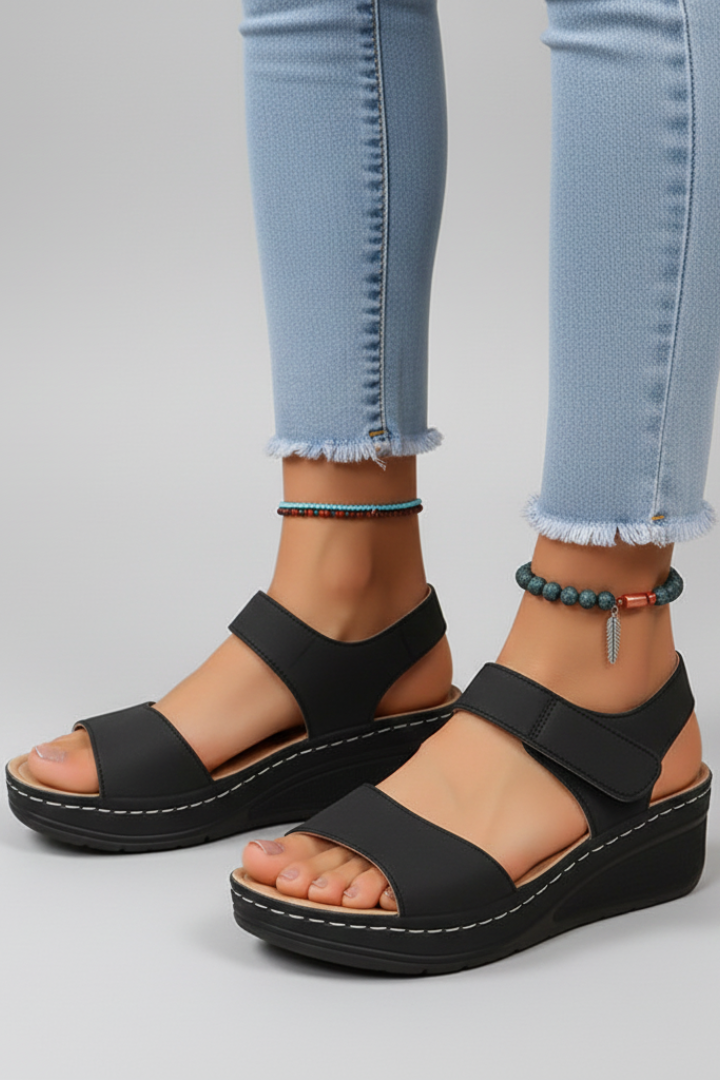 Dame kilesandaler med velcro-remme og åben tå