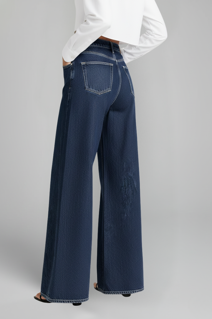 Dame Vidt benskåret Jeans med Højtaljet og Front Lukning