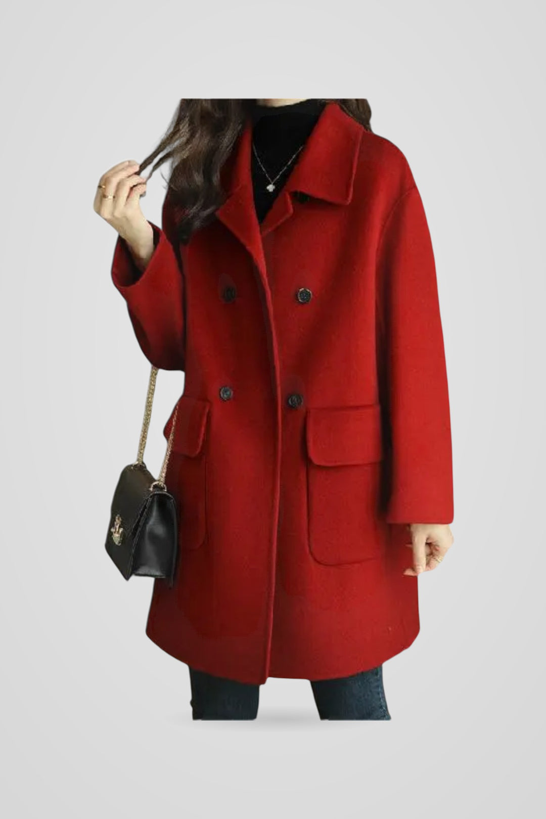 Georgiana | Women's Double-Breasted Oversized Coat for Everyday Wear in Red