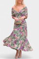 Women's Floral Pleated V-Neck Maxi Dress for Evening Wear — view 5