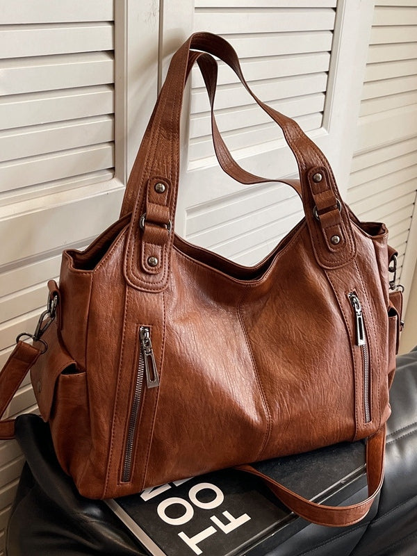 Brunella | Women's Zip-Up Leather Hobo Bag