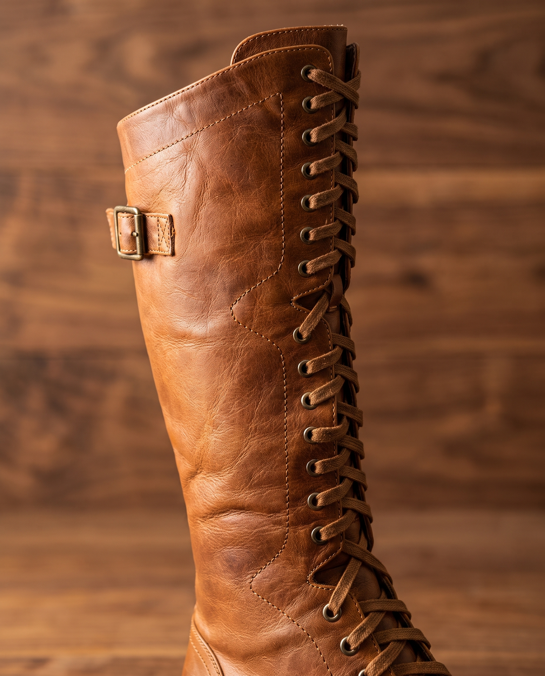 Cynara | Women's Tall Lace-Up Riding Boots - material detail
