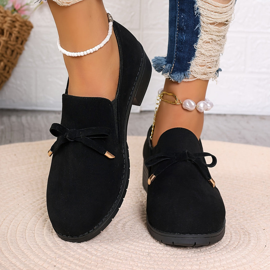 Rosaria Suede-Look Low Block-Heel Loafers with Bow - image 5