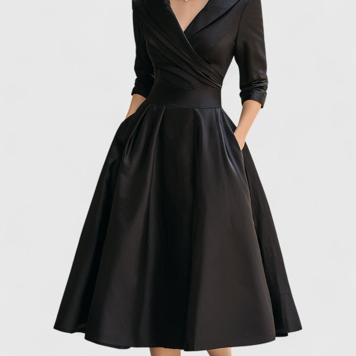 Women's Wrap Relaxed-Fit V-Neck Three-Quarter-Sleeve Midi Dress for Special Occasions — view 7