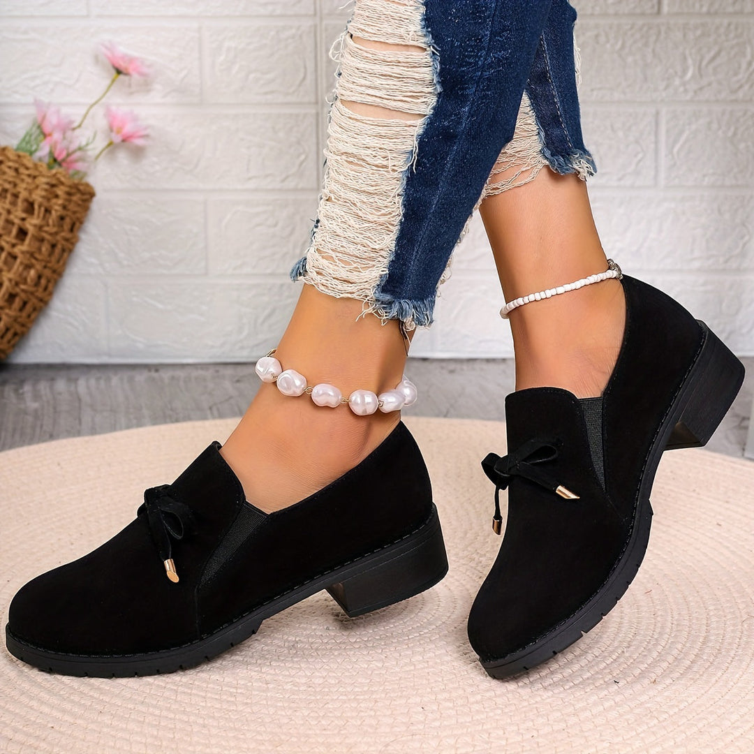Rosaria Suede-Look Low Block-Heel Loafers with Bow - image 6
