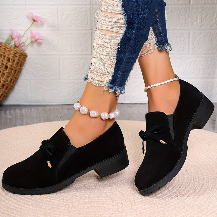 Rosaria Suede-Look Low Block-Heel Loafers with Bow - image 6