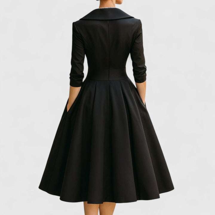 Women's Wrap Relaxed-Fit V-Neck Three-Quarter-Sleeve Midi Dress for Special Occasions — view 8