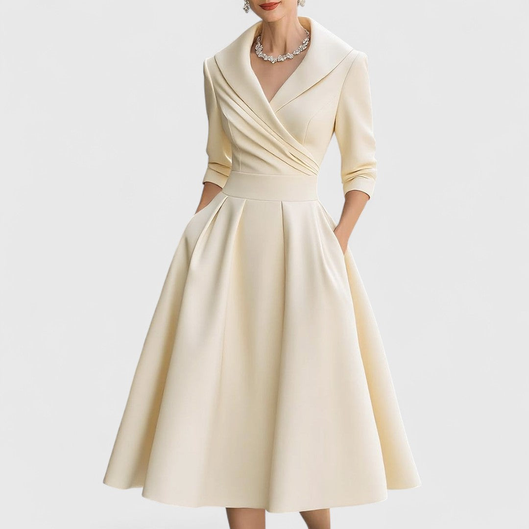 Women's Wrap Relaxed-Fit V-Neck Three-Quarter-Sleeve Midi Dress for Special Occasions — view 5