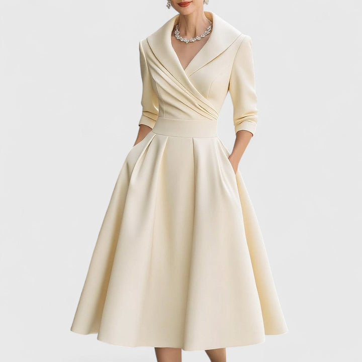 Women's Wrap Relaxed-Fit V-Neck Three-Quarter-Sleeve Midi Dress for Special Occasions — view 5