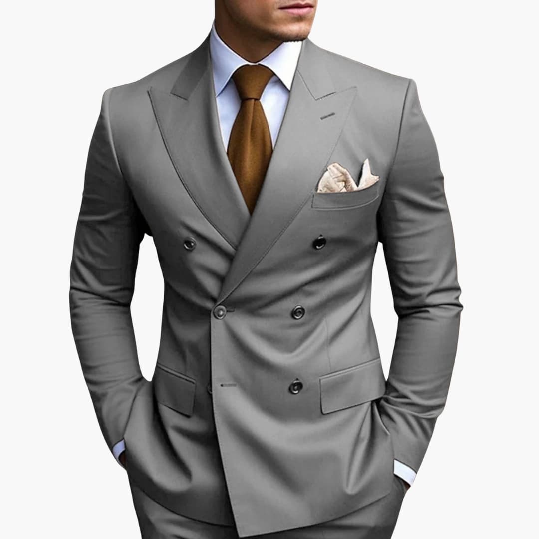 Herren-Anzug zweireihig – Tailliertes Set mit Reverskragen-Blazer & Hose für Hochzeit & Business