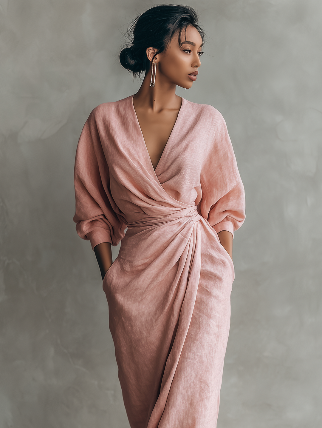 Opaline | Women's Long-Sleeve V-Neck Maxi Dress for Easy Dressing, image 6