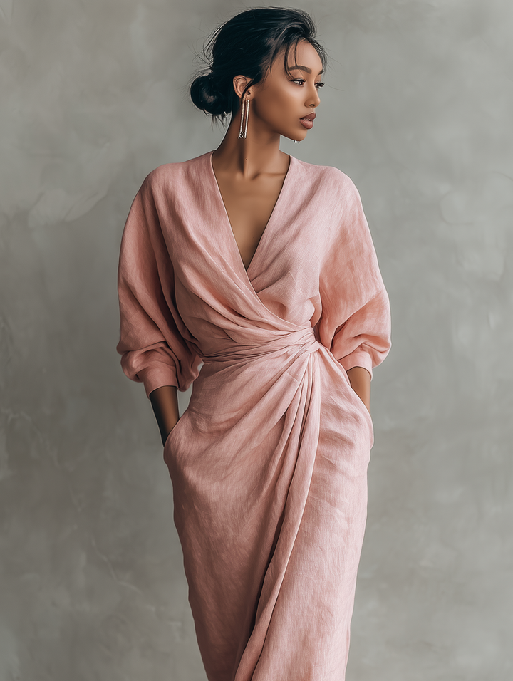Opaline | Women's Long-Sleeve V-Neck Maxi Dress for Easy Dressing, image 6