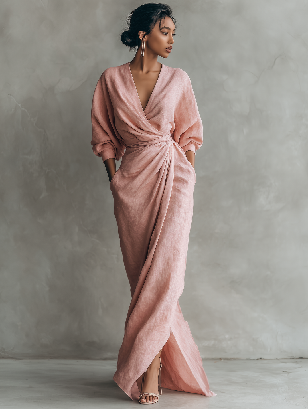 Opaline | Women's Long-Sleeve V-Neck Maxi Dress for Easy Dressing, image 5